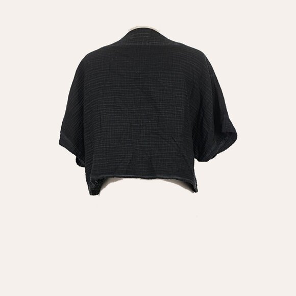 Pokoloco Muslin Cotton Crinkle Crop Top - Size OS - Distressed Natural Black - Picture 10 of 13